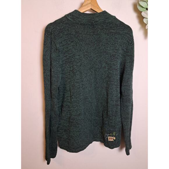 Breckenridge WOMENS 1/4 Zip Pullover Sweater Green Black Marled Scenic Pocket M - Picture 5 of 6